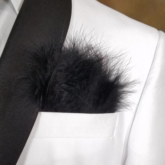 NEW Genuine Feather Pocket Square Insert - Black Feathers - Picture 5 of 6